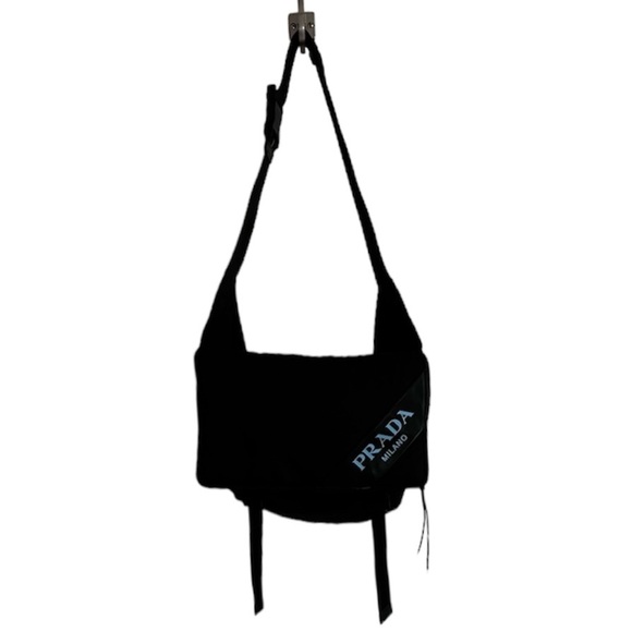 Prada Authentic Logo Stripe Messenger Bag Tessuto - Picture 2 of 16